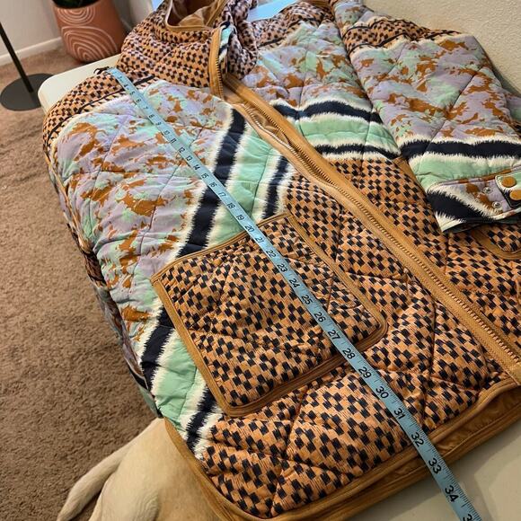 Free People Pria Packable Printed Hooded Zip Up Puffer Jacket Size XL - Picture 12 of 15